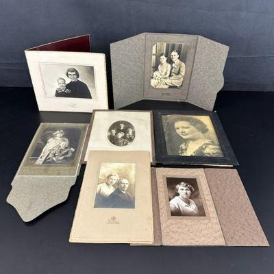 7 vintage black and white photos and cabinet cards c