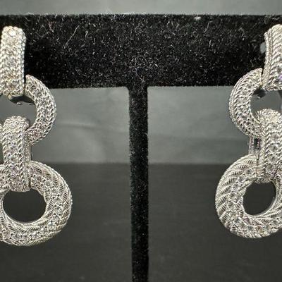 Judith ripka 925 cz thailand drop earrings 3 in one