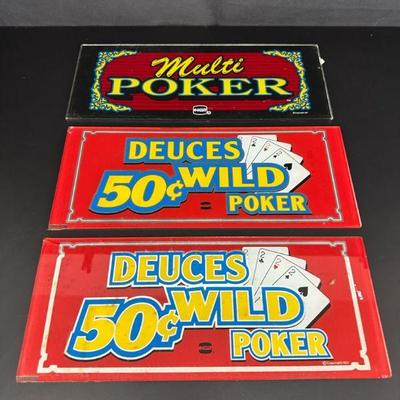 3 slot machine glass panels duces wild and multi poker