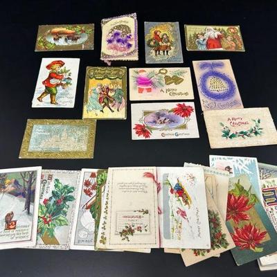 Large lot of vitage christmas cards set a