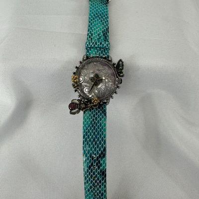 Barbara bixby watch bee beautiful mop abalone blue topaz leather band