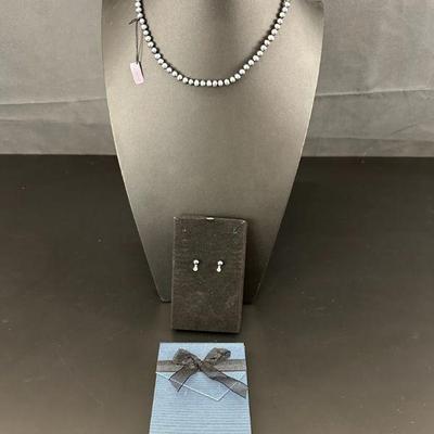 Genuine fresh water pearl sterling silver necklace and earrings