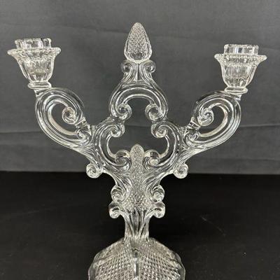 Beautiful ornate 2 arm solid glass candelier