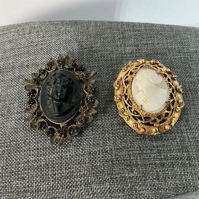Vintage cameo brooches