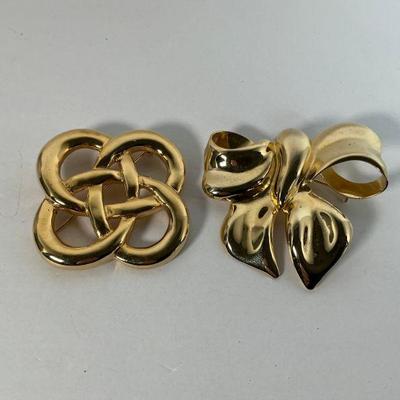 2 - gold Tone Lg Brooches