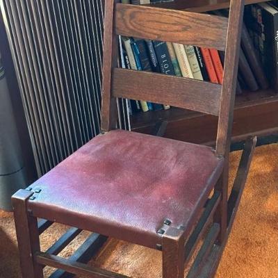 Gustav Stickley Mission Oak A&C Sewing rocking Chair c1900