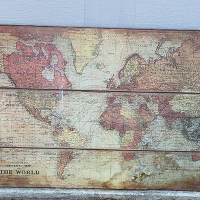 Stanfords map of America Vintage Large wooden plaque world map 