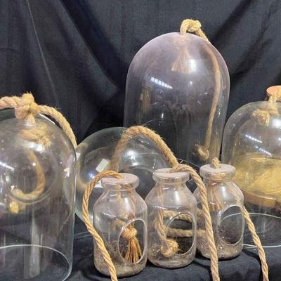 Set of three large glass dome displays 