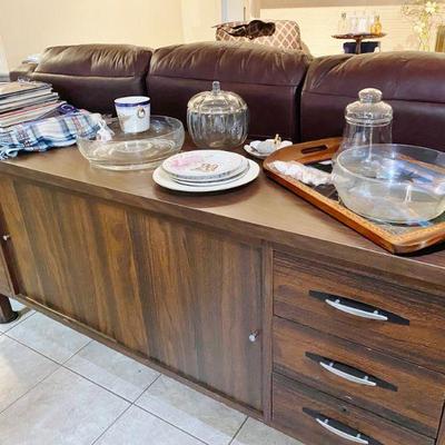mid century walnut credenza