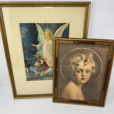 Vintage 'Light of the World' Christ Child & The Guardian Angel Prints	