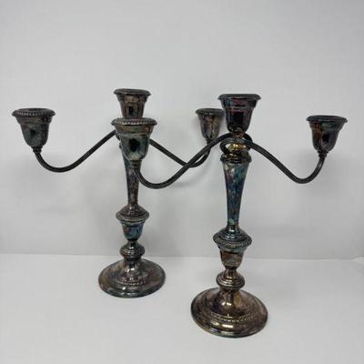 Pair of Vintage GORHAM Colonial Silver Electroplated Candelabra	