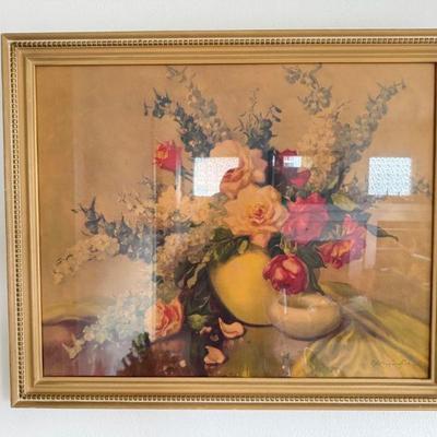 Vintage Large-Scale Signed Floral Print by Volney Allan Richardson	