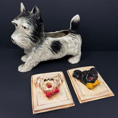 Paw-some Auction! Scottie Dog Planter & 3D Dog Head Wall Plaques	