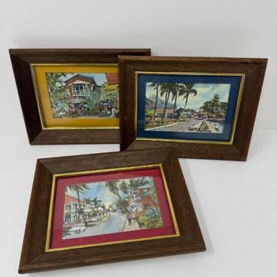 Framed Vibrant Tropical Street Scenes - Set of 3	