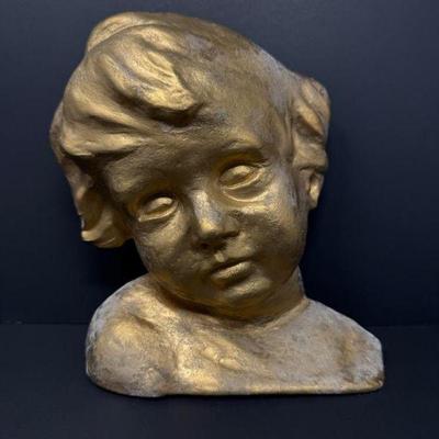 Beautiful Chalkware Angel Head Sculpture	