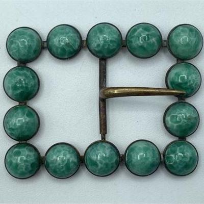 Lot 079   
Antique Belt Buckle with Glass Beads