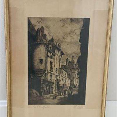 Lot 008   
Paris - Rue d'Hautefuille etching Charles Mollet 1865 signed and framed