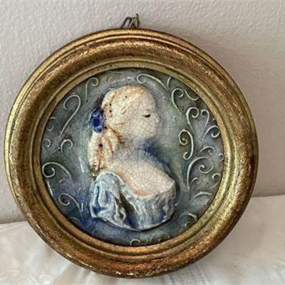 Lot 032   
Antique framed porcelain tile