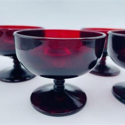 Lot 060   
Vintage Ruby Glass Sherbets Set of 4