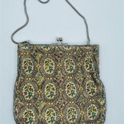 Lot 048  
Antique Beaded Brocade Purse Walborg, Hong Kong