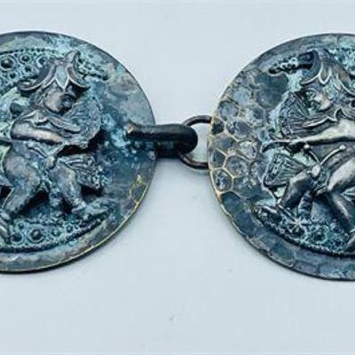 Lot 029  
Vintage Brass Buckle Set with Faeries Design