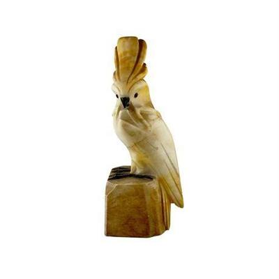 Lot 127  
Antique Carved Alabaster Cockatoo Figurine