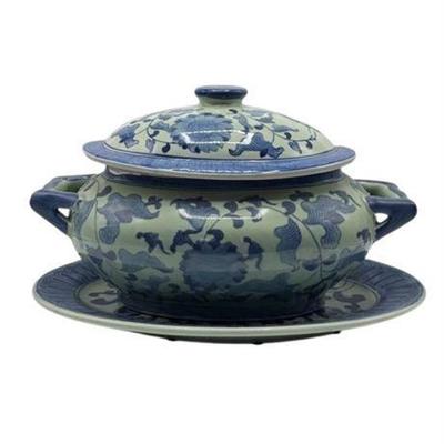 Lot 052   
Antique Porcelain Tureen and Underplate