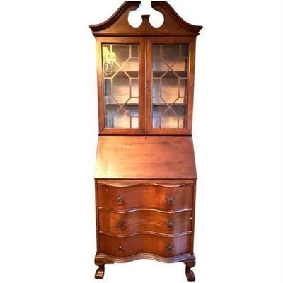 Lot 194 
Serpentine Style Drop Front Secretary Desk w/ Key