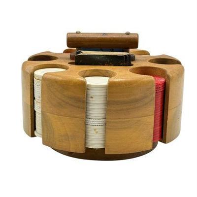 Lot 212   
MCM Wooden Poker Chip Carousel