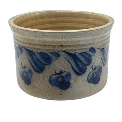 Lot 018  
Dave Eldreth Salt Glazed Blue Design Pottery Crock 1990
