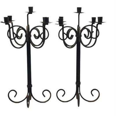 Lot 032   
Wrought Iron Candelabras, Pair