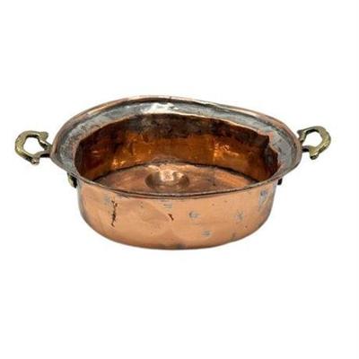 Lot 285  
Vintage Copper Egg Poacher Pan With Brass Handles