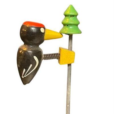 Lot 111  
Vintage Wooden Woodpecker on Pole Toy