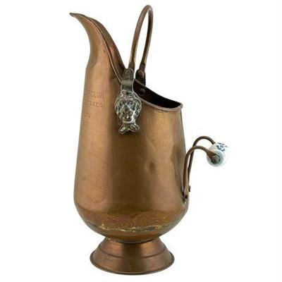 Lot 144   
Holland Copper Brass Jug/Pitcher with Delft Style Handle