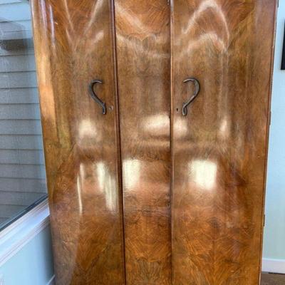 Woodland Burl Walnut Deco Wardrobe Armoire