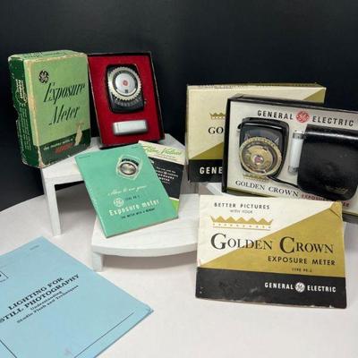 Vintage GE Exposure Light Meters Type PR 1 & 3