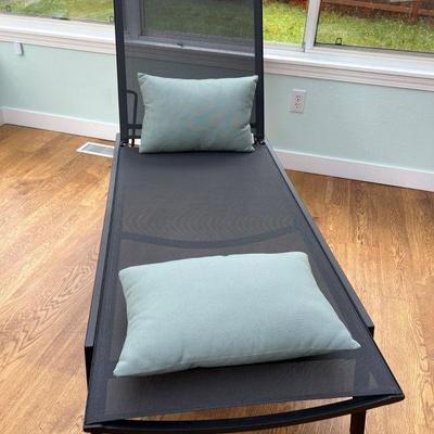 Black Steel Frame Stationary Chaise & Sunproof Pillows