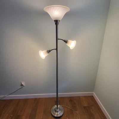 Three Way Silver Metal Floor Lamp