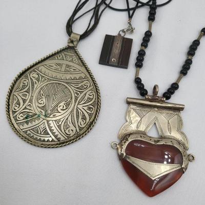 Etched Mixed Metal Tuareg African Necklaces