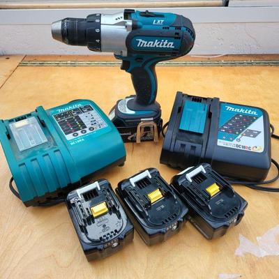 Cordless Makita Drill  Extra Batteries Chargers