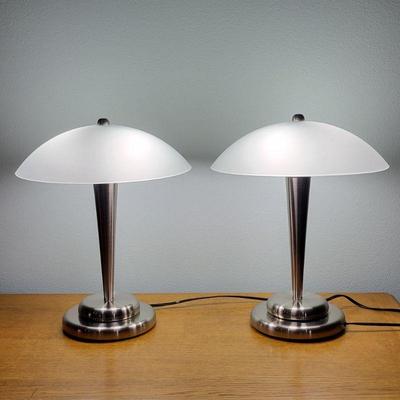 Pair of Sleek Modern Chrometouch Desk Lamps