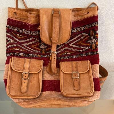 Handcrafted Moroccan Leather Kilim Backpack
