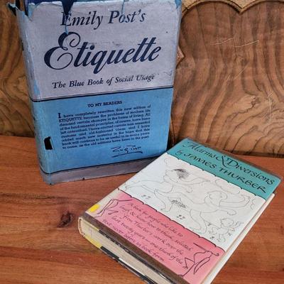 Emily Posts Etiquette & James Thurber Alarms & Diversions Books