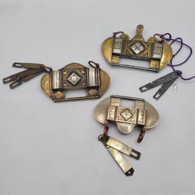 Intricate Tuareg Brass Mixed Metal Complex Padlocks