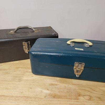 Vintage Union and JCPenney Metal Tool Boxes Includes Tools