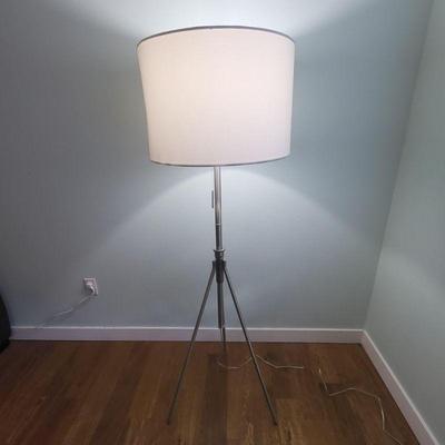Brushed Silver Metal Tripod Floor Lamp Adjustable Height
