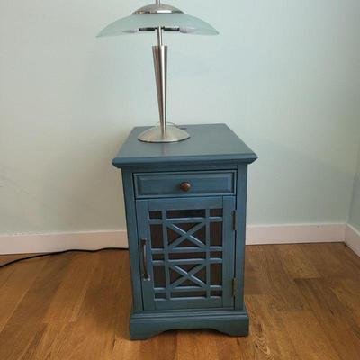 Jofran Inc Teal Accent Table Chrome Lamp Combo