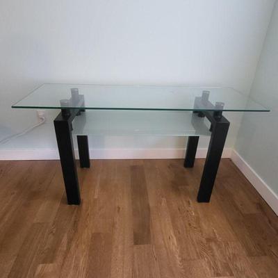 Tempered Glass Black Metal Desk