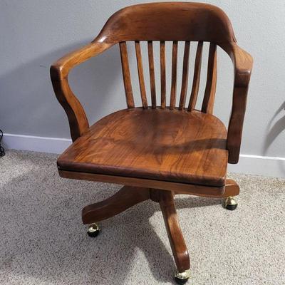 Antique Walnut Bankers Swivel Chair