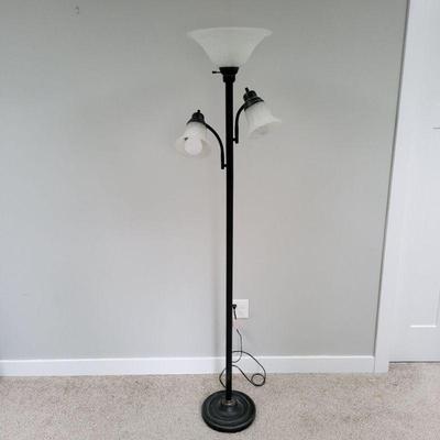Three-Way Frosted Glass Shade Torchiere Floor Lamp